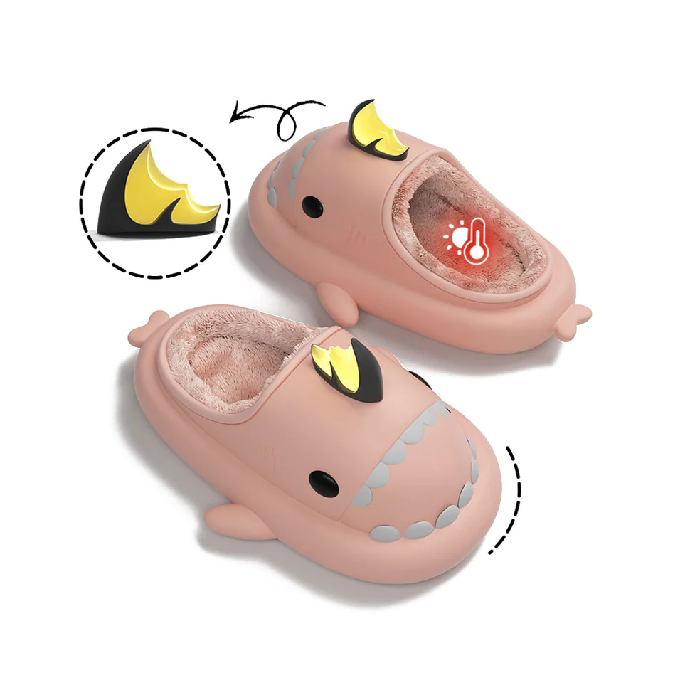 Shark Slides Winter - Koi Dragon Lined Slippers Heel-open