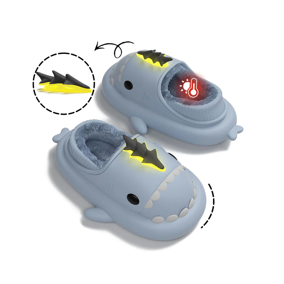 Shark Slides Winter - Lightning Dragon Lined Slippers Heel-covered