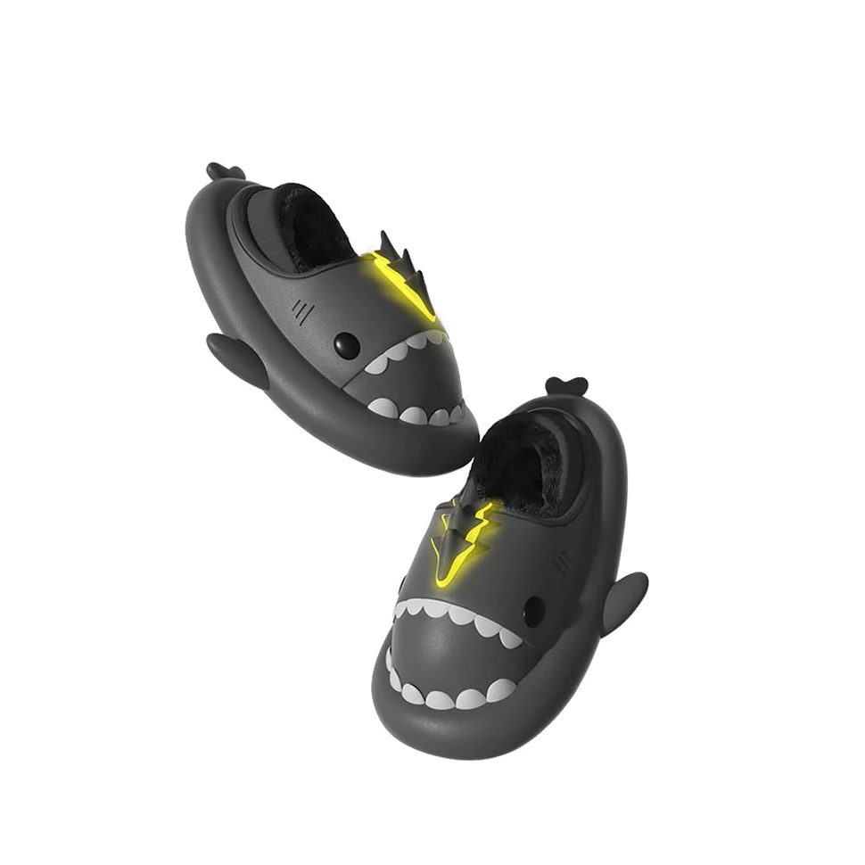 Shark Slides Winter - Lightning Dragon Lined Slippers Heel-covered