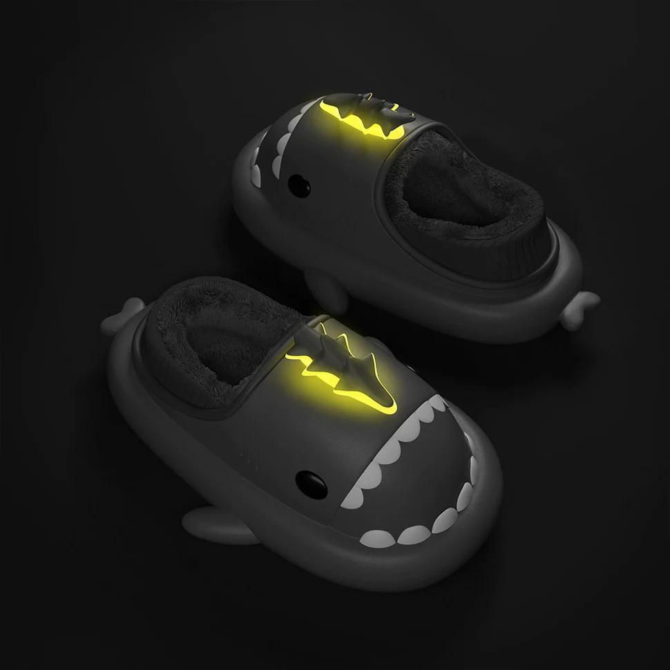 Shark Slides Winter - Lightning Dragon Lined Slippers Heel-covered