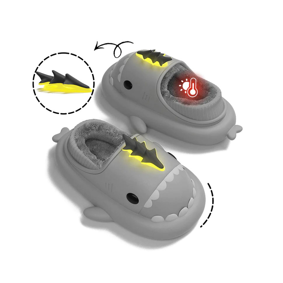 Shark Slides Winter - Lightning Dragon Lined Slippers Heel-covered