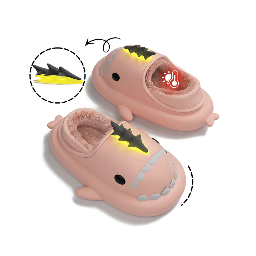 Shark Slides Winter - Lightning Dragon Lined Slippers Heel-covered