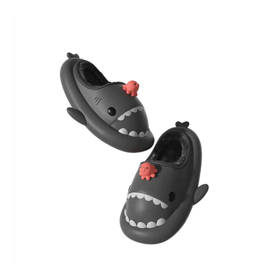 Shark Slides Winter - Octopus Lined Slippers Heel-open