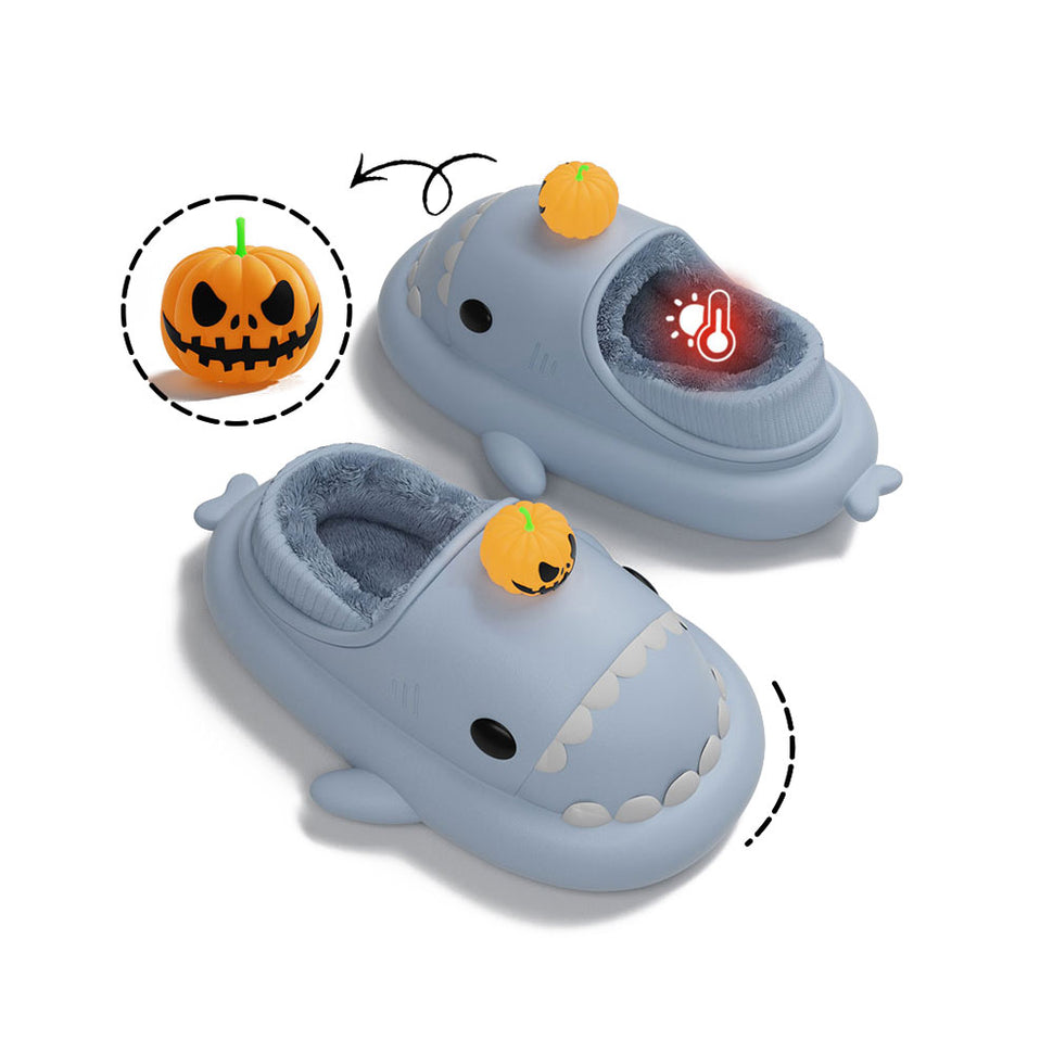 Shark Slides Winter - Pumpkin Lined Slippers Heel-covered