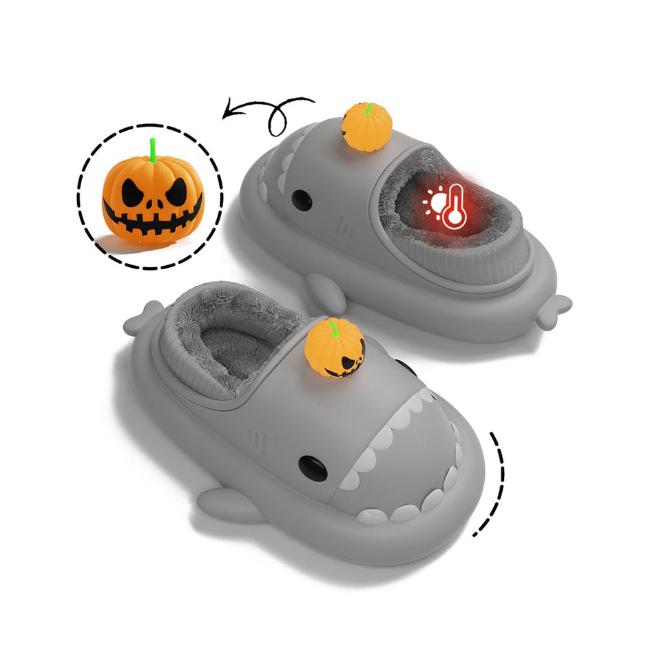 Shark Slides Winter - Pumpkin Lined Slippers Heel-covered