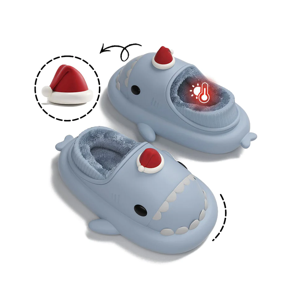 Shark Slides Winter - Santa Lined Slippers Heel-covered