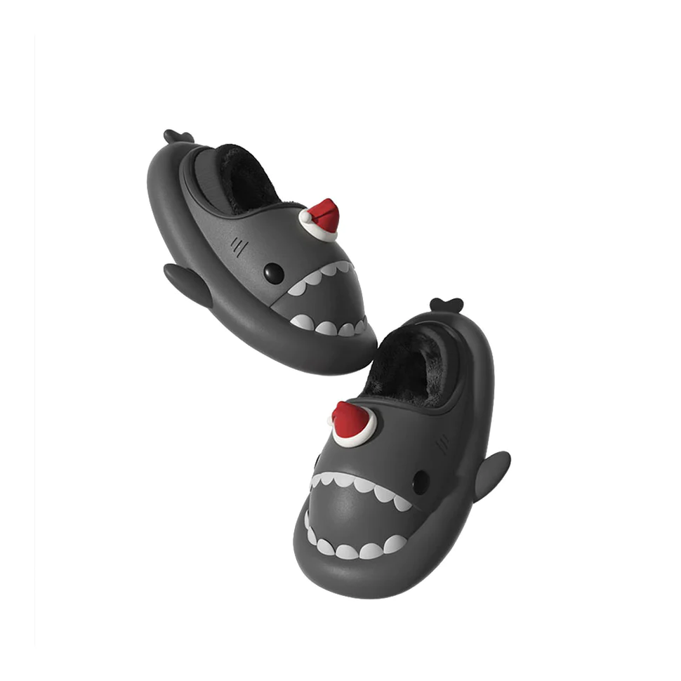 Shark Slides Winter - Santa Lined Slippers Heel-covered
