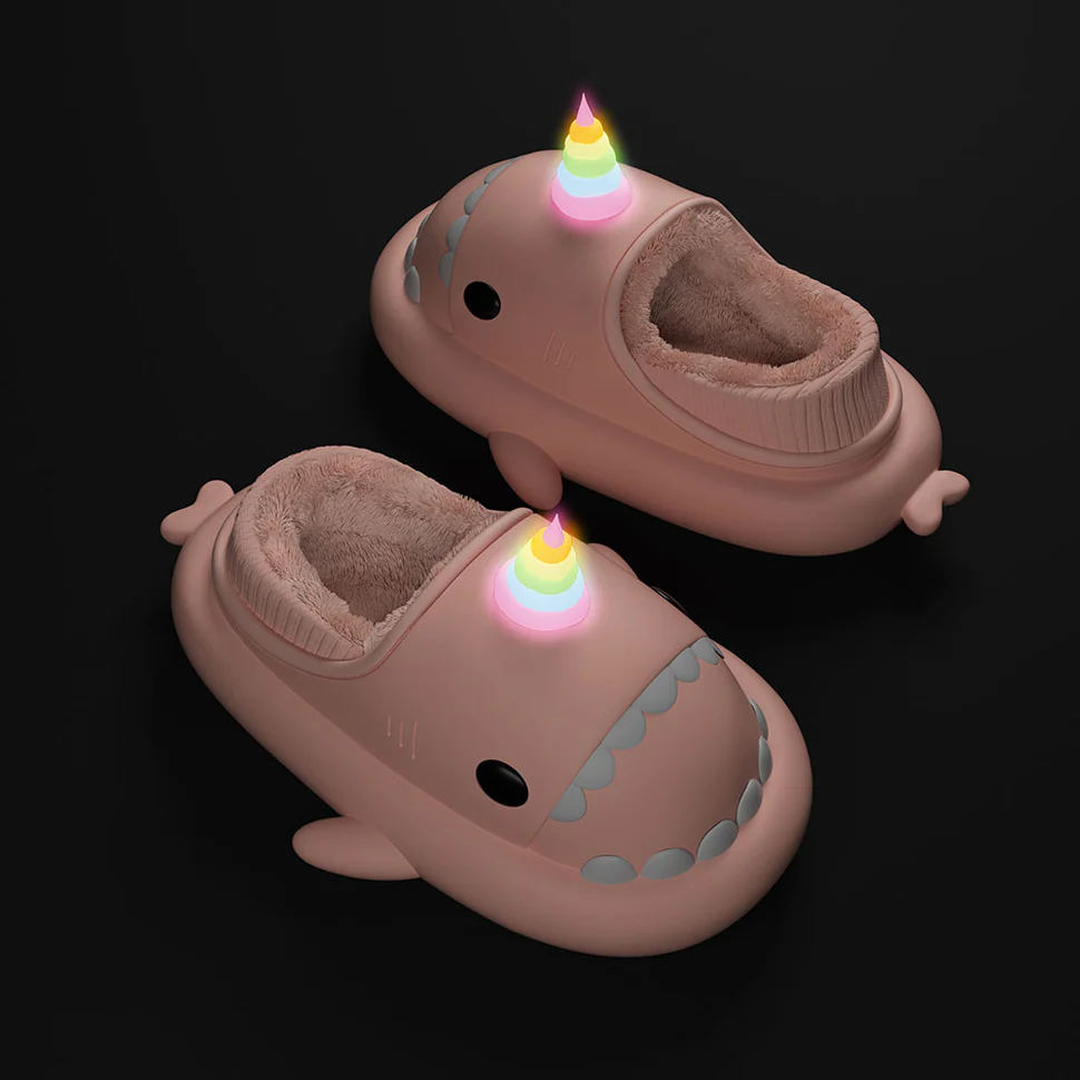 Shark Slides Winter - Unicorn Lined Slippers Heel-covered