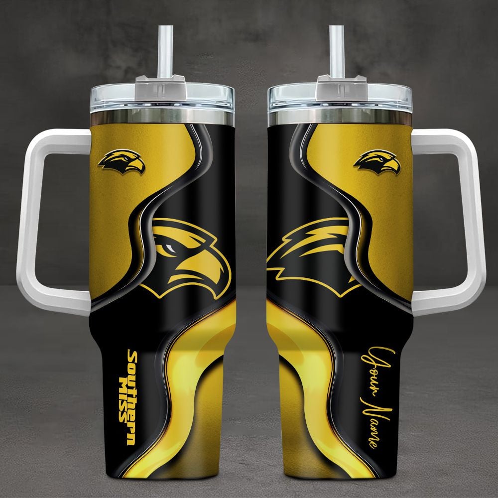 Southern Miss Golden Eagles NCAA Custom Stanley Quencher 40oz Stainless Steel Tumbler With Handle