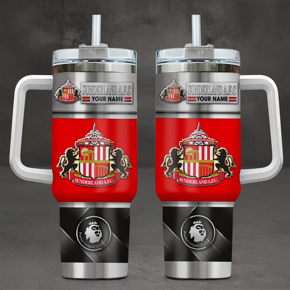 Sunderland A.F.C EPL Custom Stanley Quencher 40oz Stainless Steel Tumbler With Handle