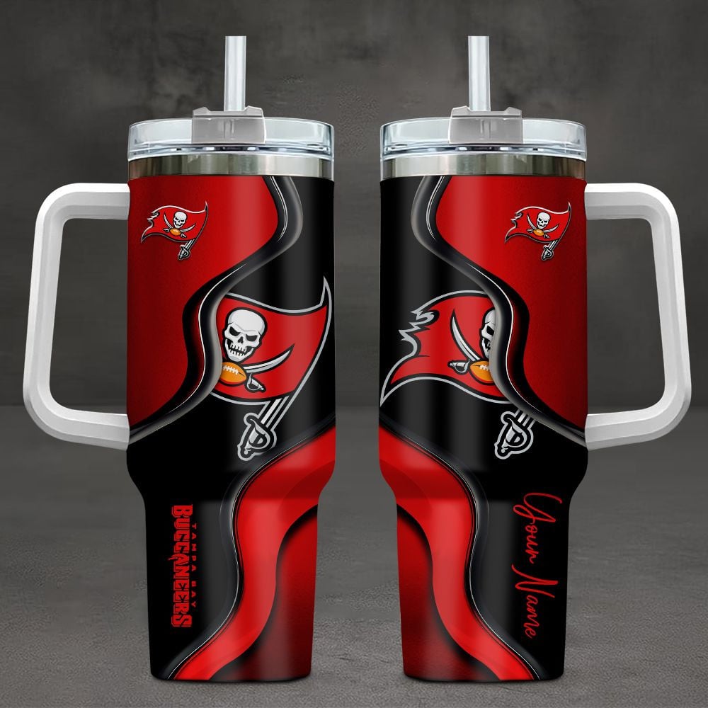Tampa Bay Buccaneers NFL Custom Stanley Quencher 40oz Stainless Steel Tumbler With Handle