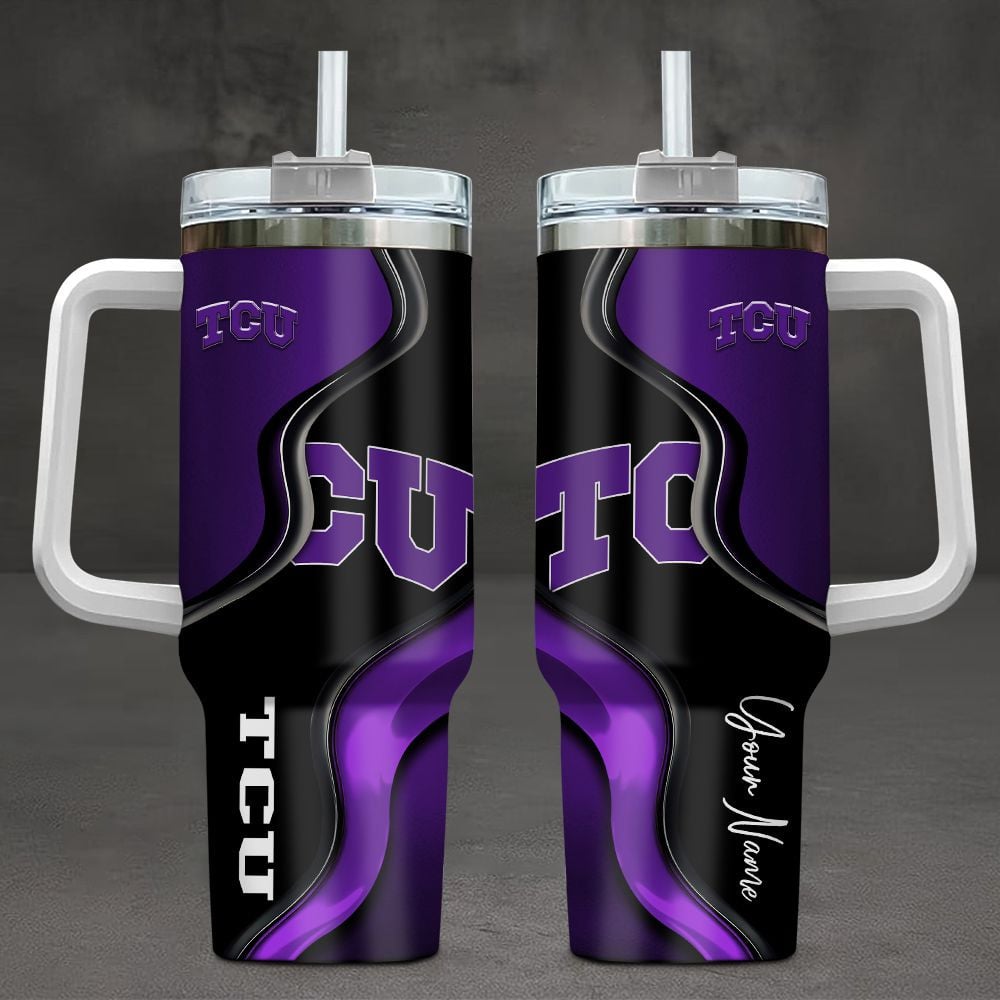 TCU Horned Frogs NCAA Custom Stanley Quencher 40oz Stainless Steel Tumbler With Handle