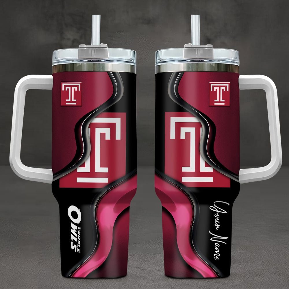 Temple Owls NCAA Custom Stanley Quencher 40oz Stainless Steel Tumbler With Handle