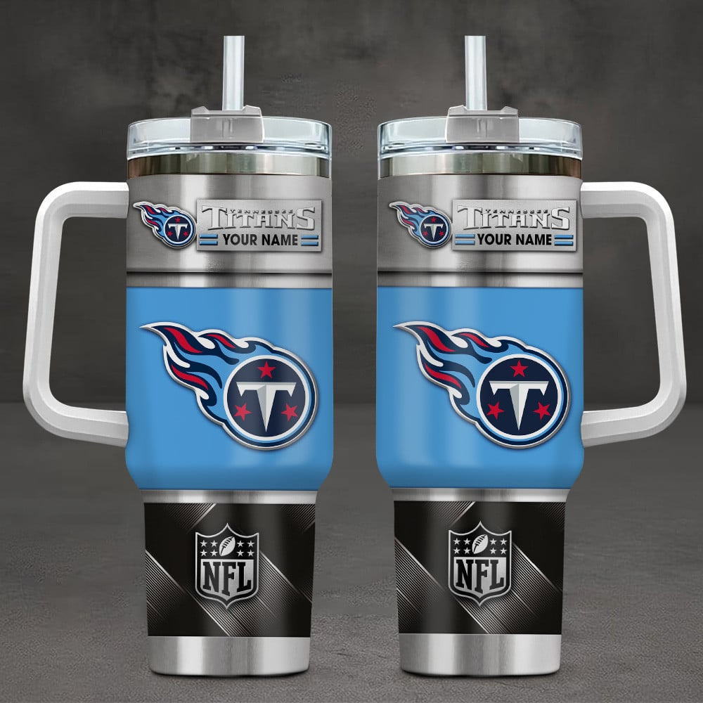 Tennessee Titans NFL Custom Stanley Quencher 40oz Stainless Steel Tumbler With Handle