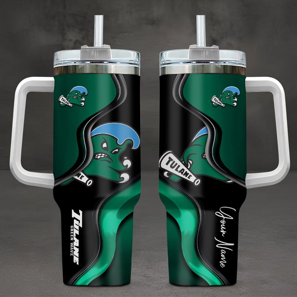 Tulane Green Wave NCAA Custom Stanley Quencher 40oz Stainless Steel Tumbler With Handle