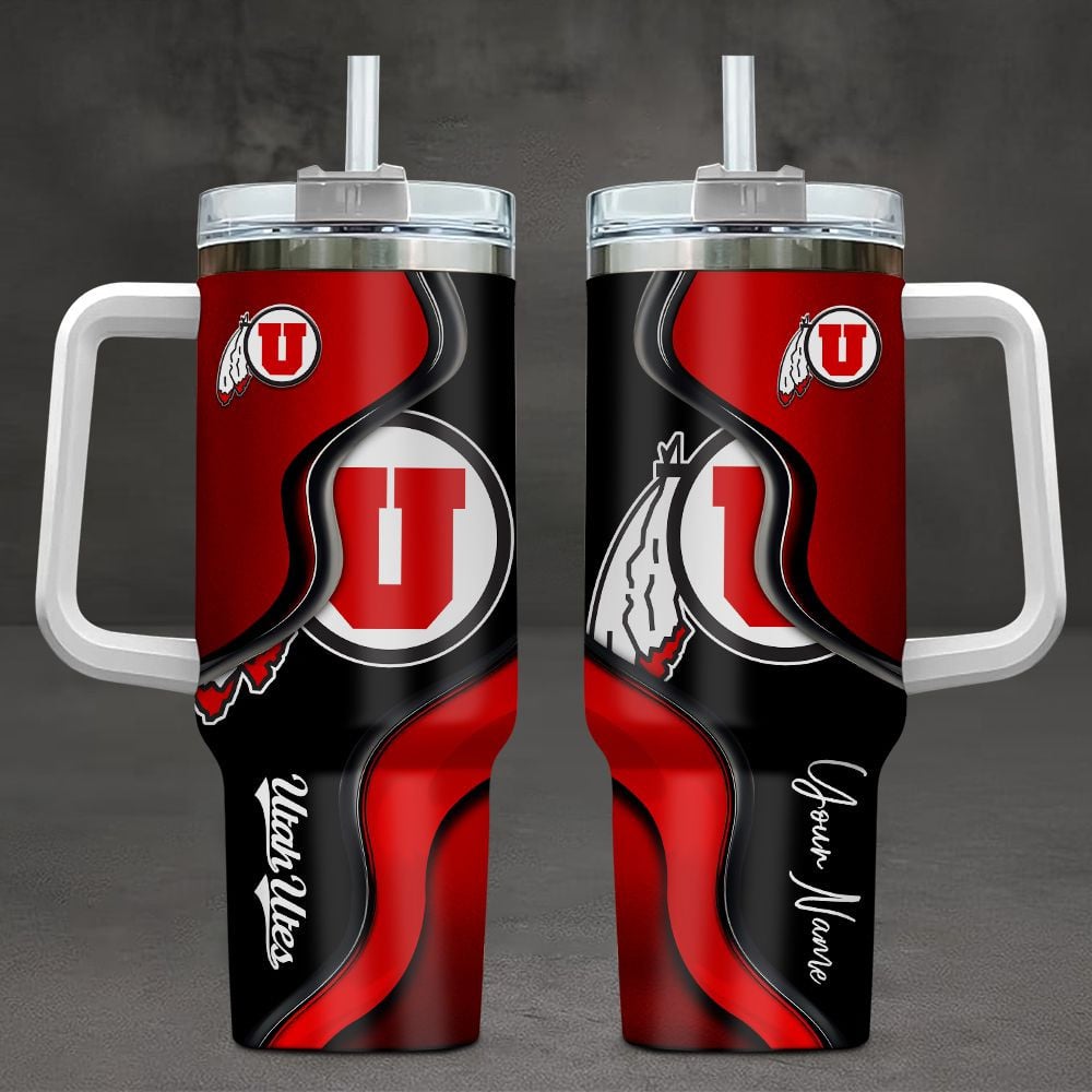 Utah Utes NCAA Custom Stanley Quencher 40oz Stainless Steel Tumbler With Handle