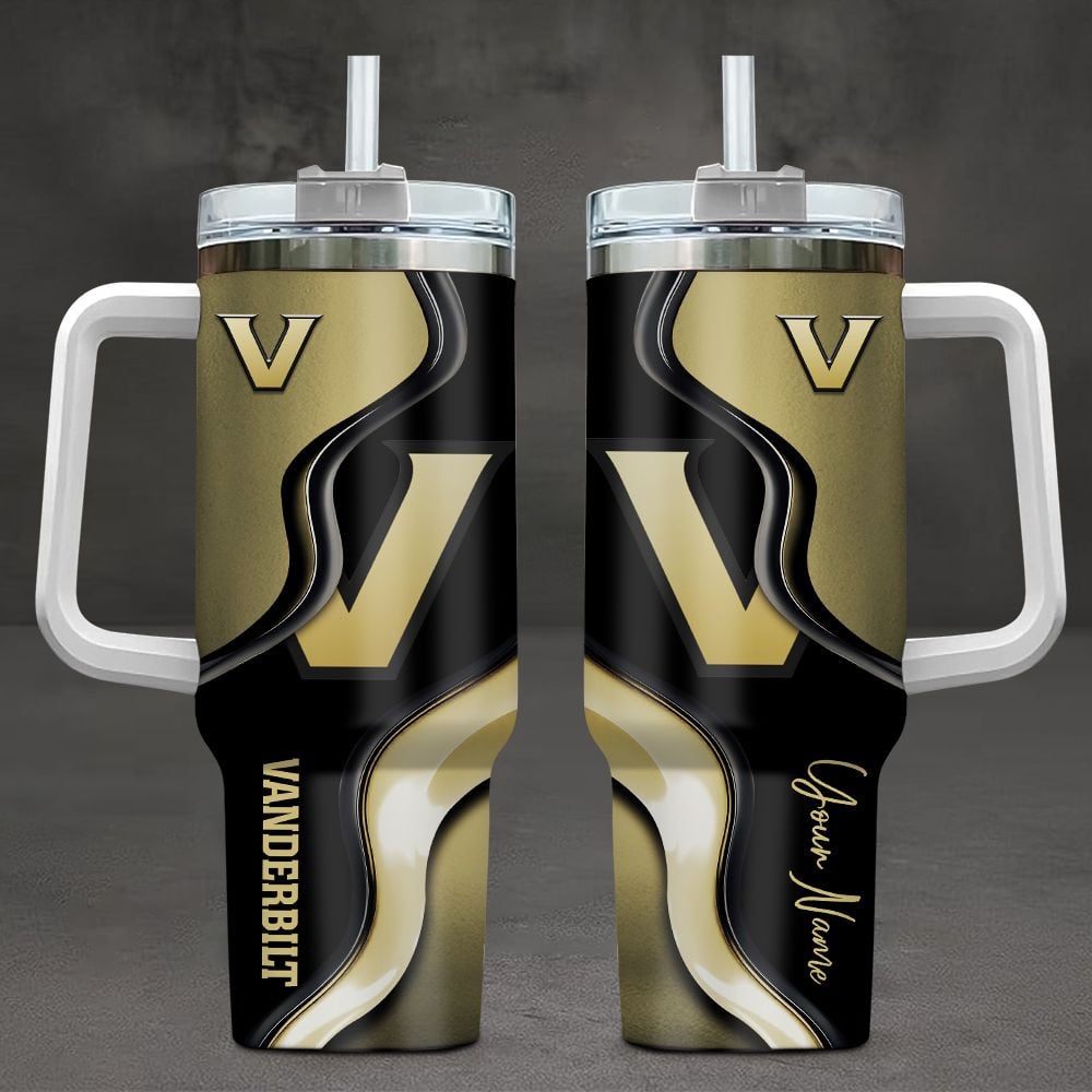 Vanderbilt Commodores NCAA Custom Stanley Quencher 40oz Stainless Steel Tumbler With Handle