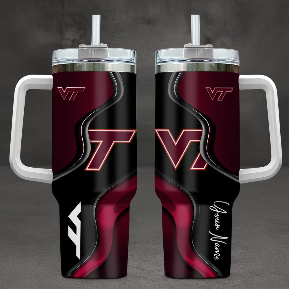 Virginia Tech Hokies NCAA Custom Stanley Quencher 40oz Stainless Steel Tumbler With Handle