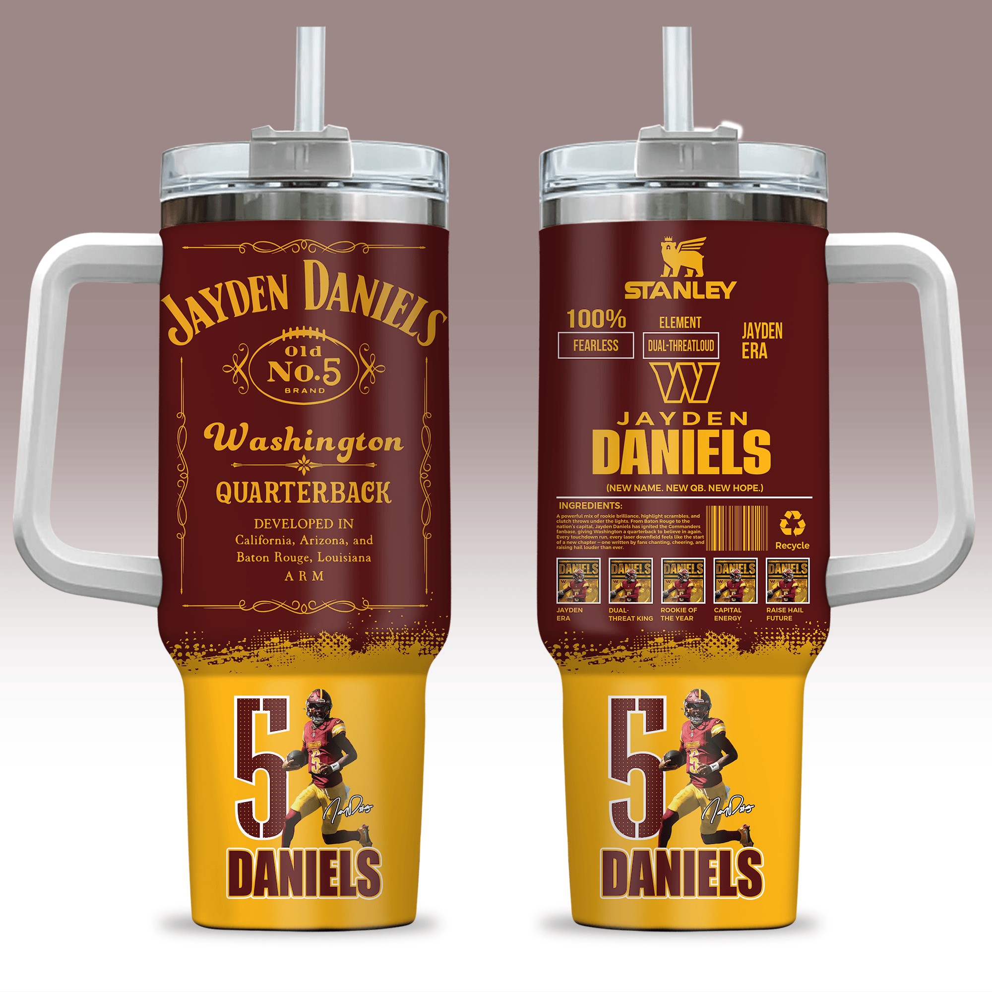 Washington Commanders NFL Custom Stanley Quencher 40oz Stainless Steel Tumbler With Handle