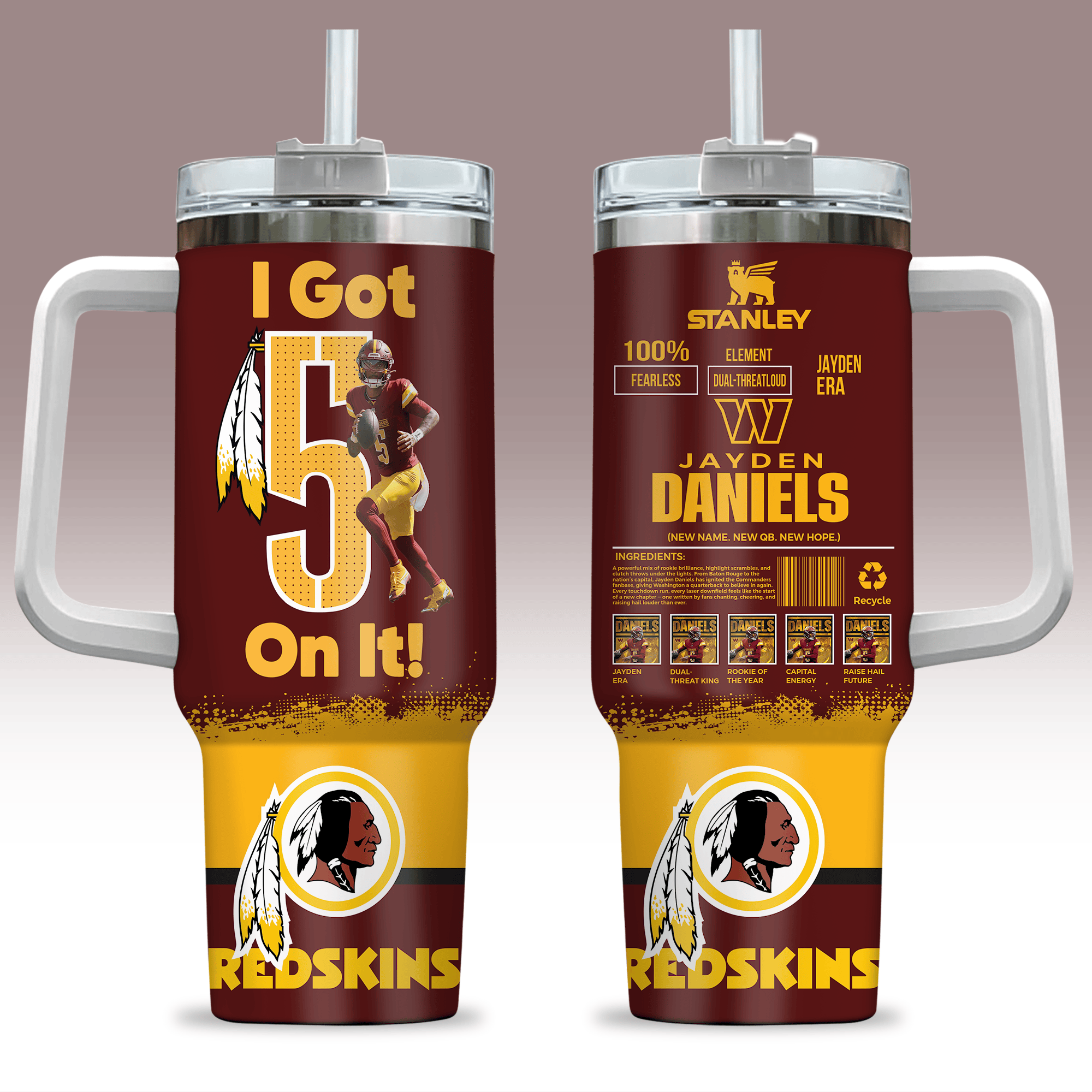 Washington Commanders NFL Custom Stanley Quencher 40oz Stainless Steel Tumbler With Handle