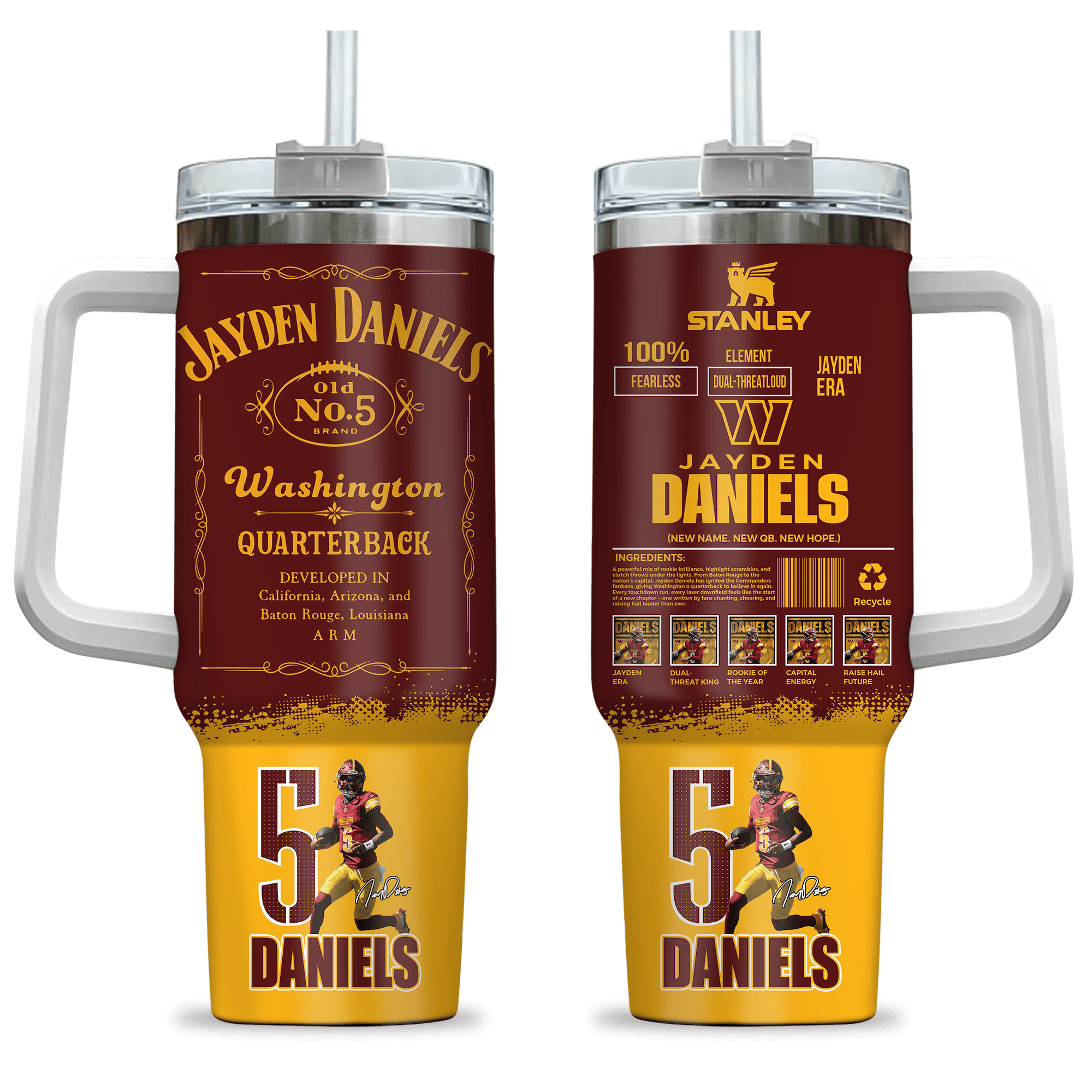 Washington Commanders NFL Custom Stanley Quencher 40oz Stainless Steel Tumbler With Handle
