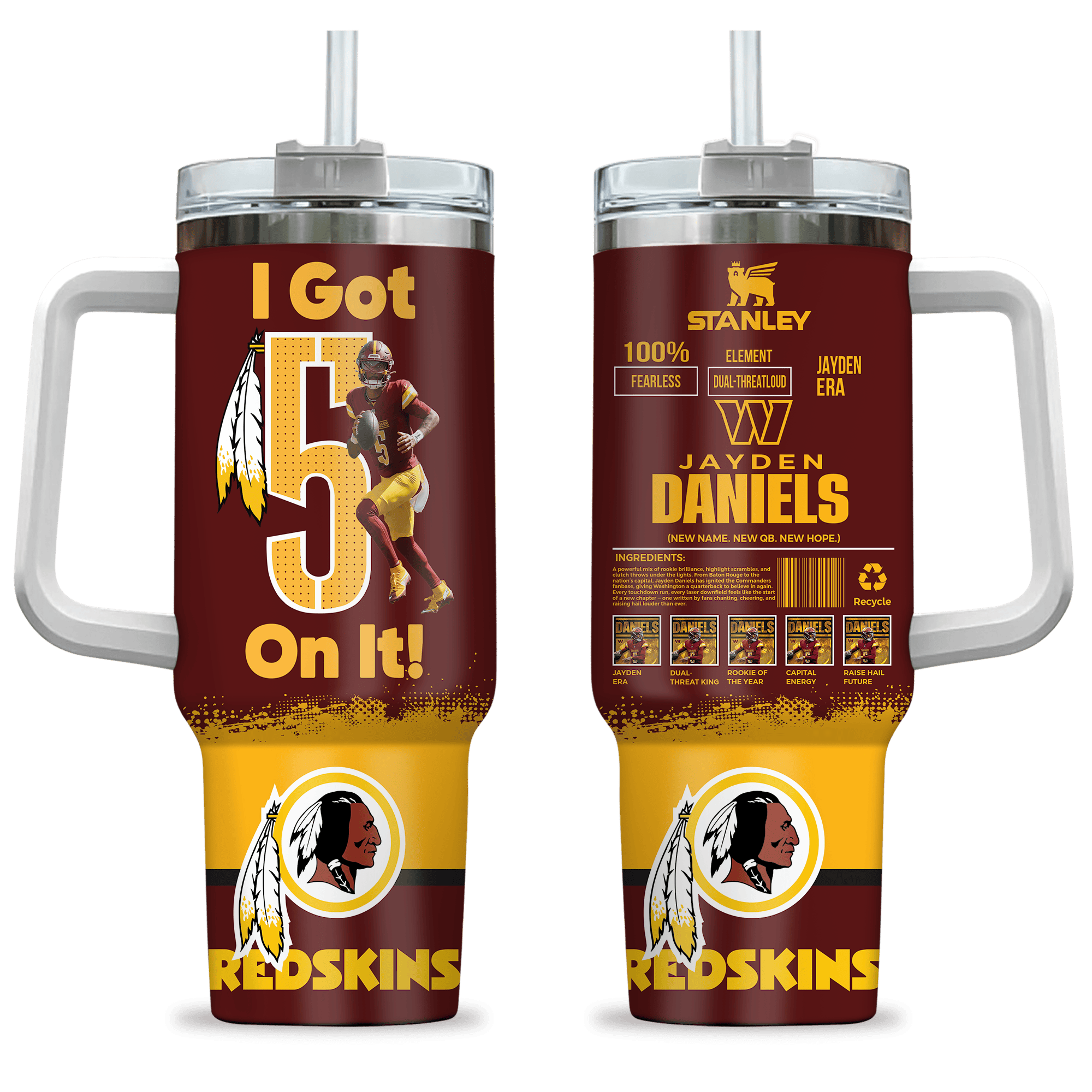 Washington Commanders NFL Custom Stanley Quencher 40oz Stainless Steel Tumbler With Handle