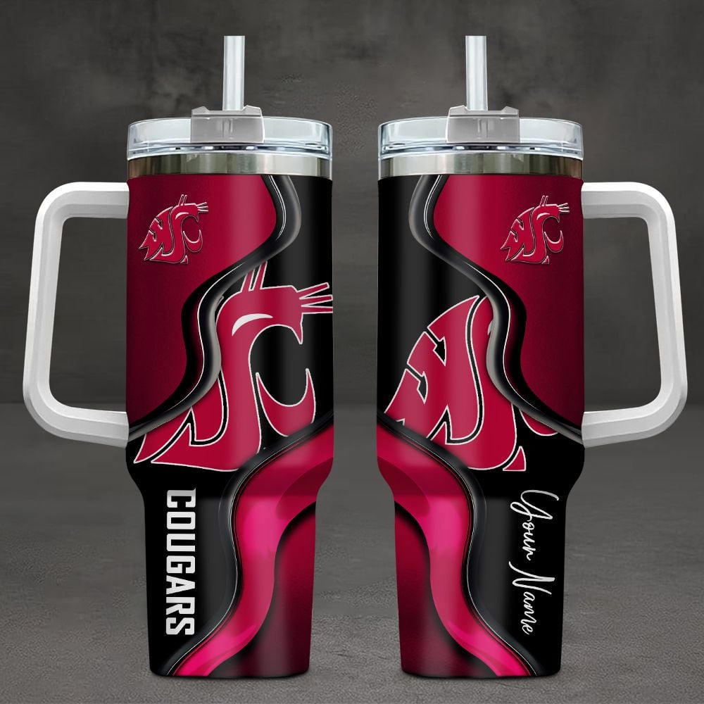Washington State Cougars NCAA Custom Stanley Quencher 40oz Stainless Steel Tumbler With Handle