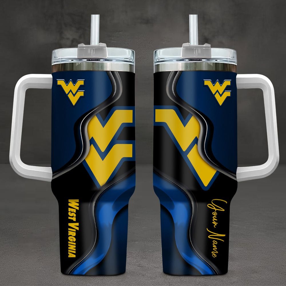 West Virginia Mountaineers NCAA Custom Stanley Quencher 40oz Stainless Steel Tumbler With Handle