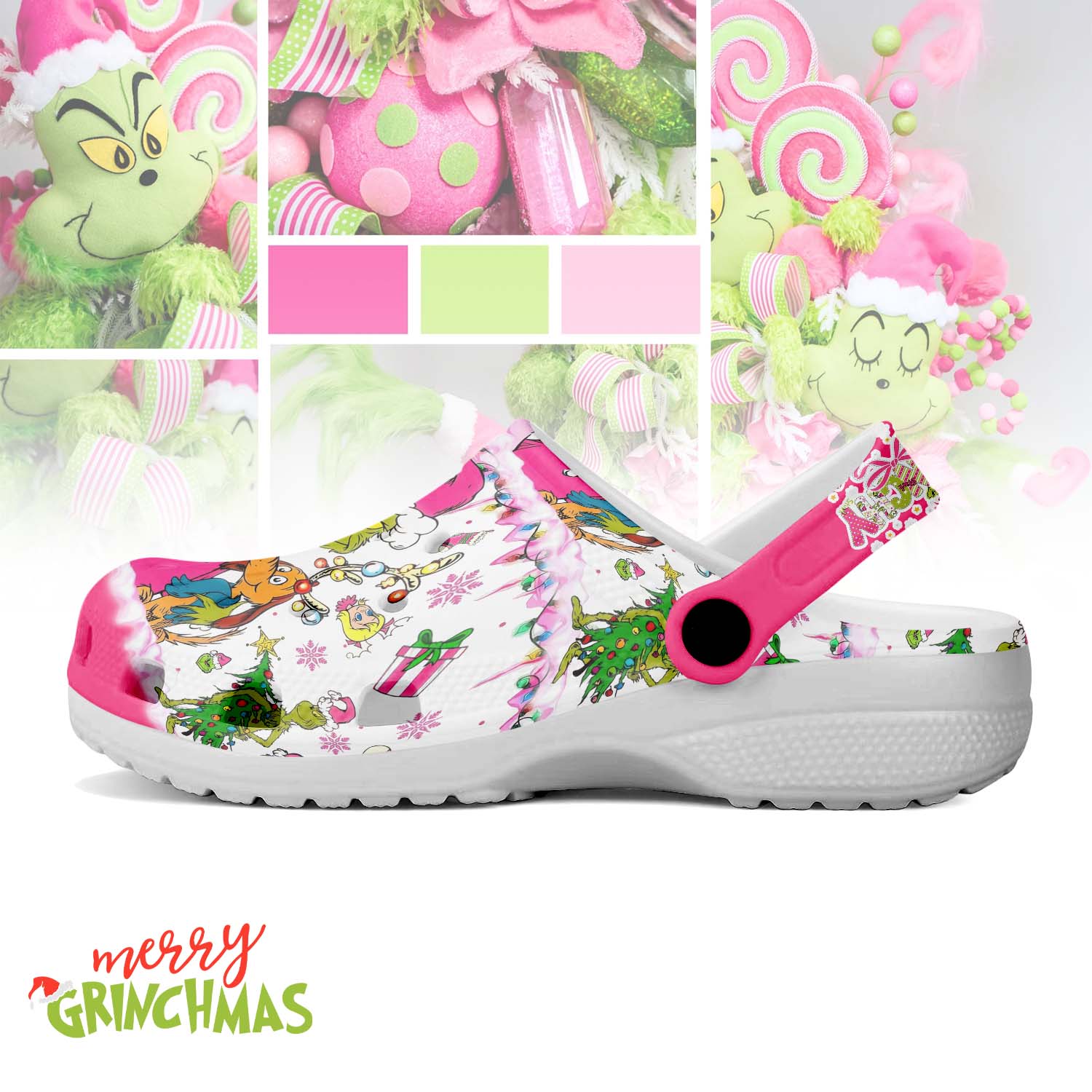 T1005 - Pink Grinch x Christmas - Crocs1 mockup 3 jpg