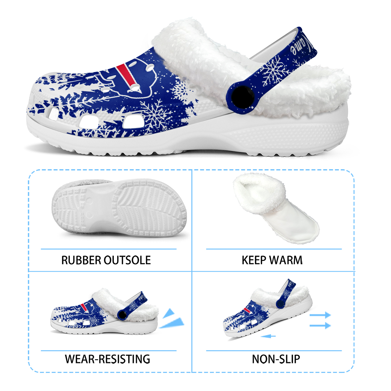 Merchidea Buffalo Bills NFL Crocs Crocband Fleece Lined Clogs Shoes Comfortable For Men Women and Kids In Winter