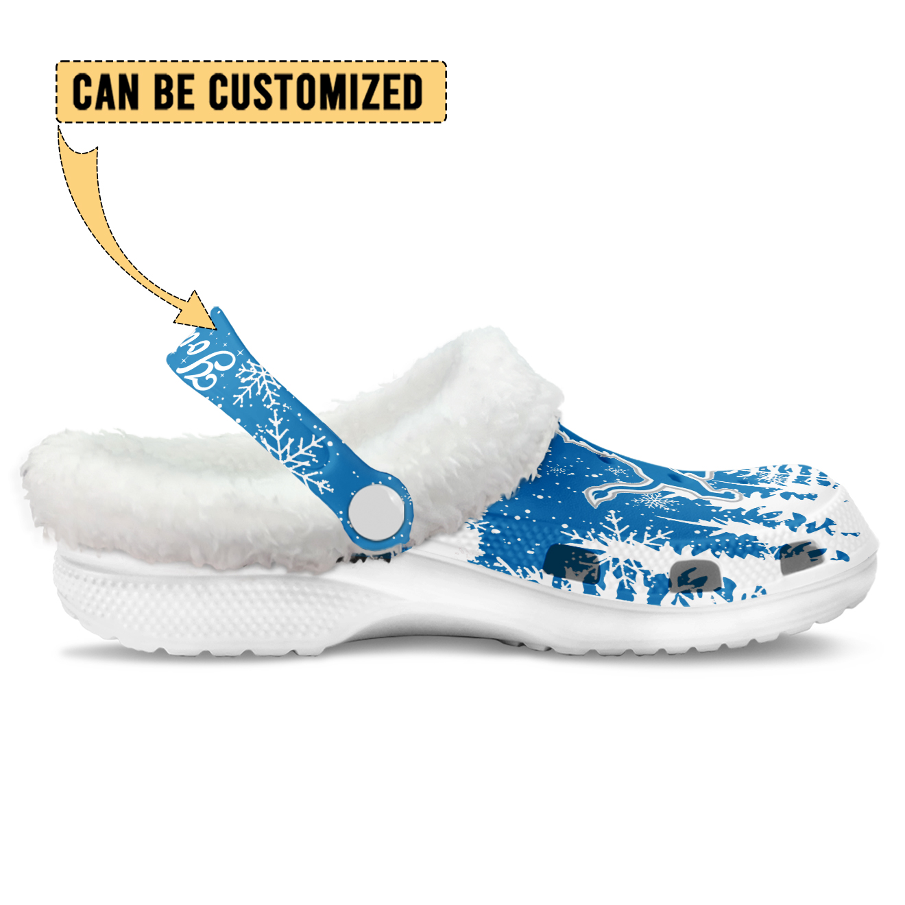 Merchidea Detroit Lions NFL Crocs Crocband Fleece Lined Clogs Shoes Comfortable For Men Women and Kids In Winter