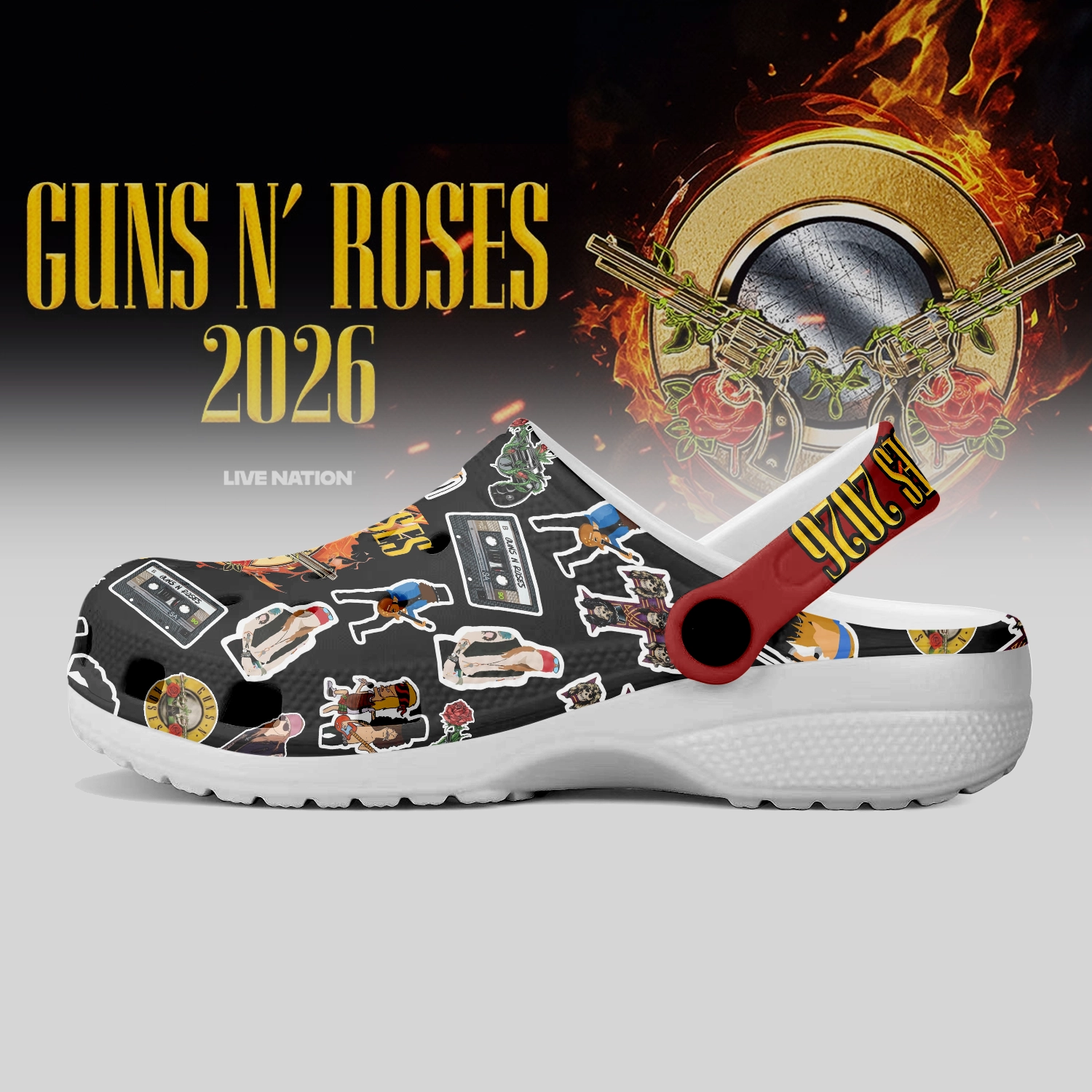 Merchidea Guns N' Roses Crocs Crocband Clogs Shoes Comfortable For Men Women and Kids