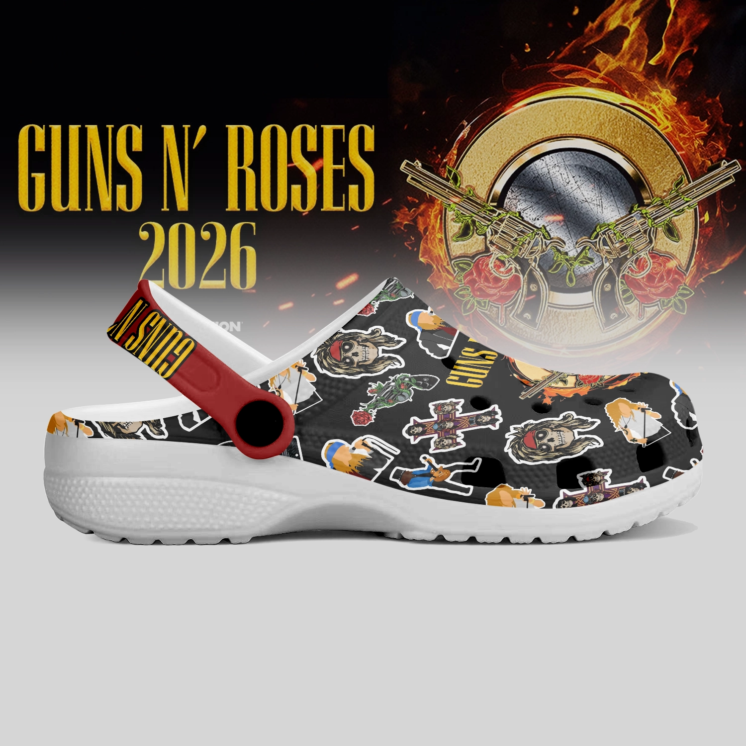 Merchidea Guns N' Roses Crocs Crocband Clogs Shoes Comfortable For Men Women and Kids