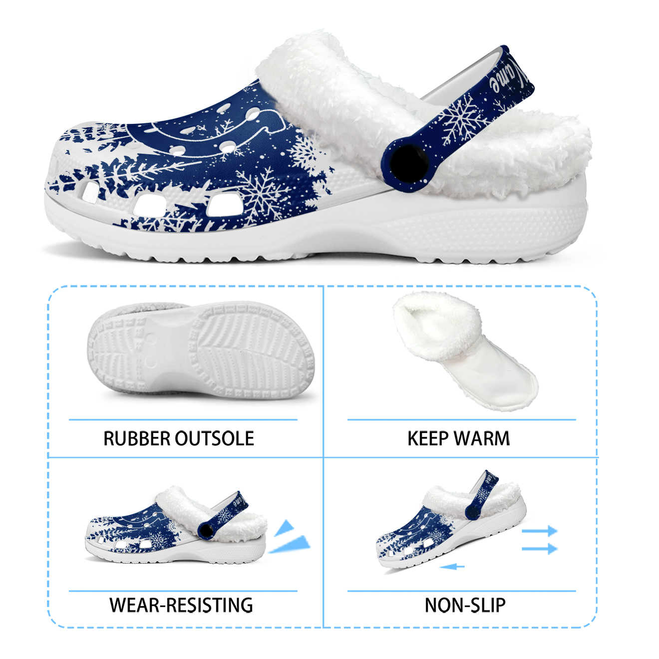 Merchidea Indianapolis Colts NFL Crocs Crocband Fleece Lined Clogs Shoes Comfortable For Men Women and Kids In Winter