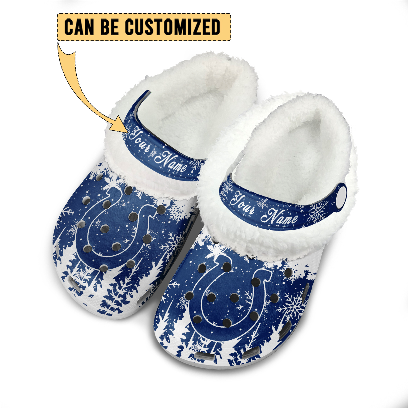 Merchidea Indianapolis Colts NFL Crocs Crocband Fleece Lined Clogs Shoes Comfortable For Men Women and Kids In Winter