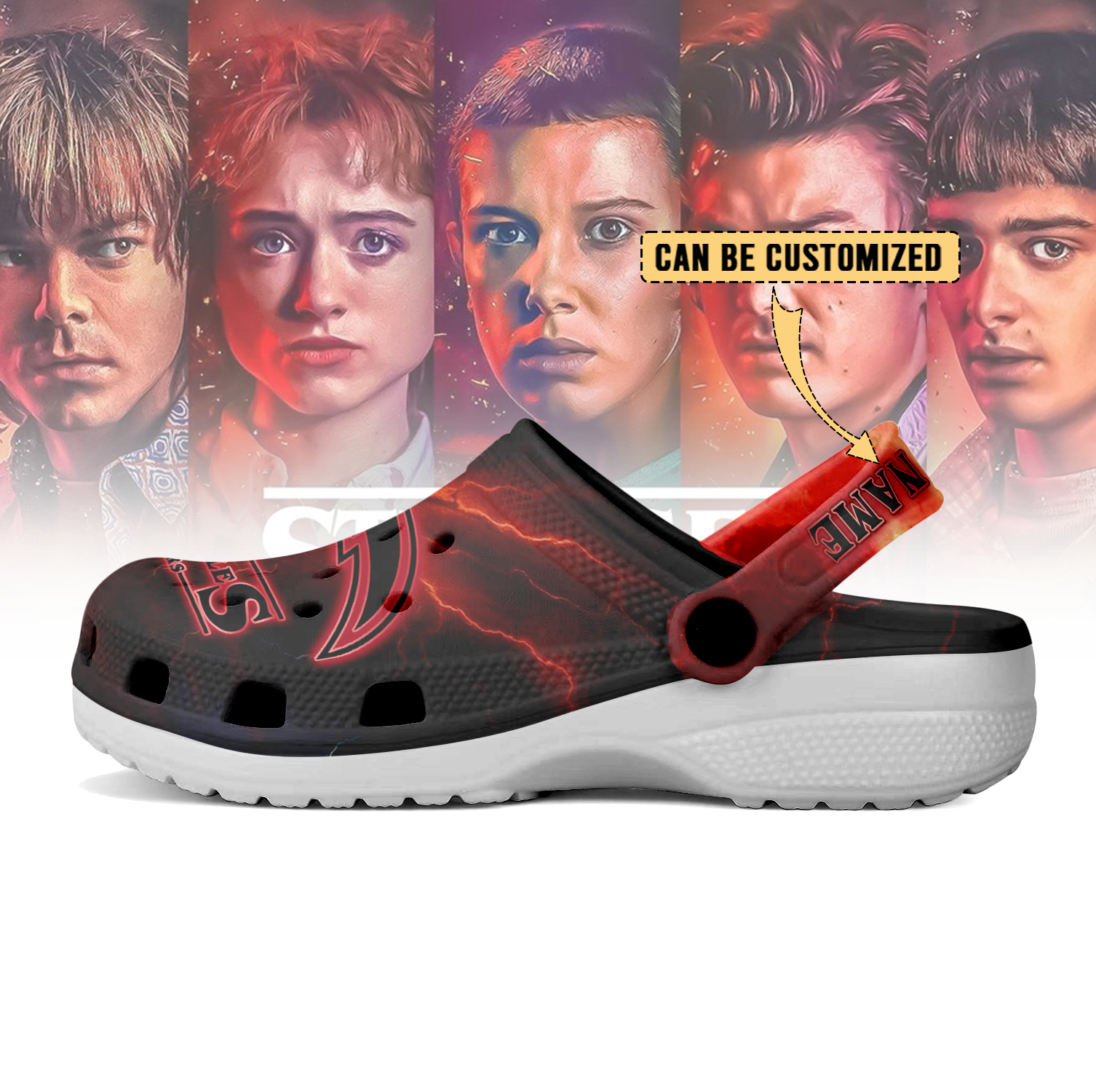 Merchidea Los Angeles Chargers x Stranger Things Crocs Crocband Clogs Shoes Comfortable For Men Women and Kids