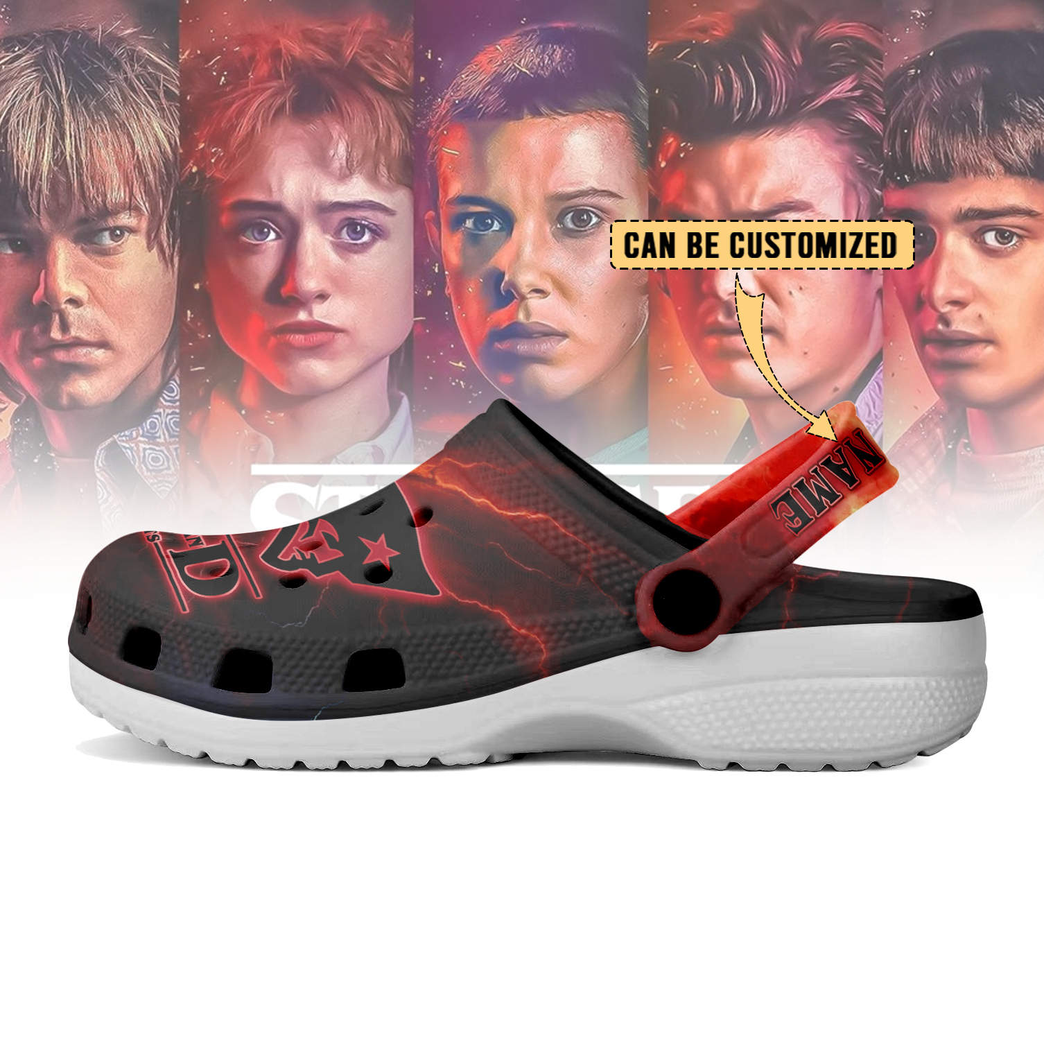 Merchidea New England Patriots x Stranger Things Crocs Crocband Clogs Shoes Comfortable For Men Women and Kids