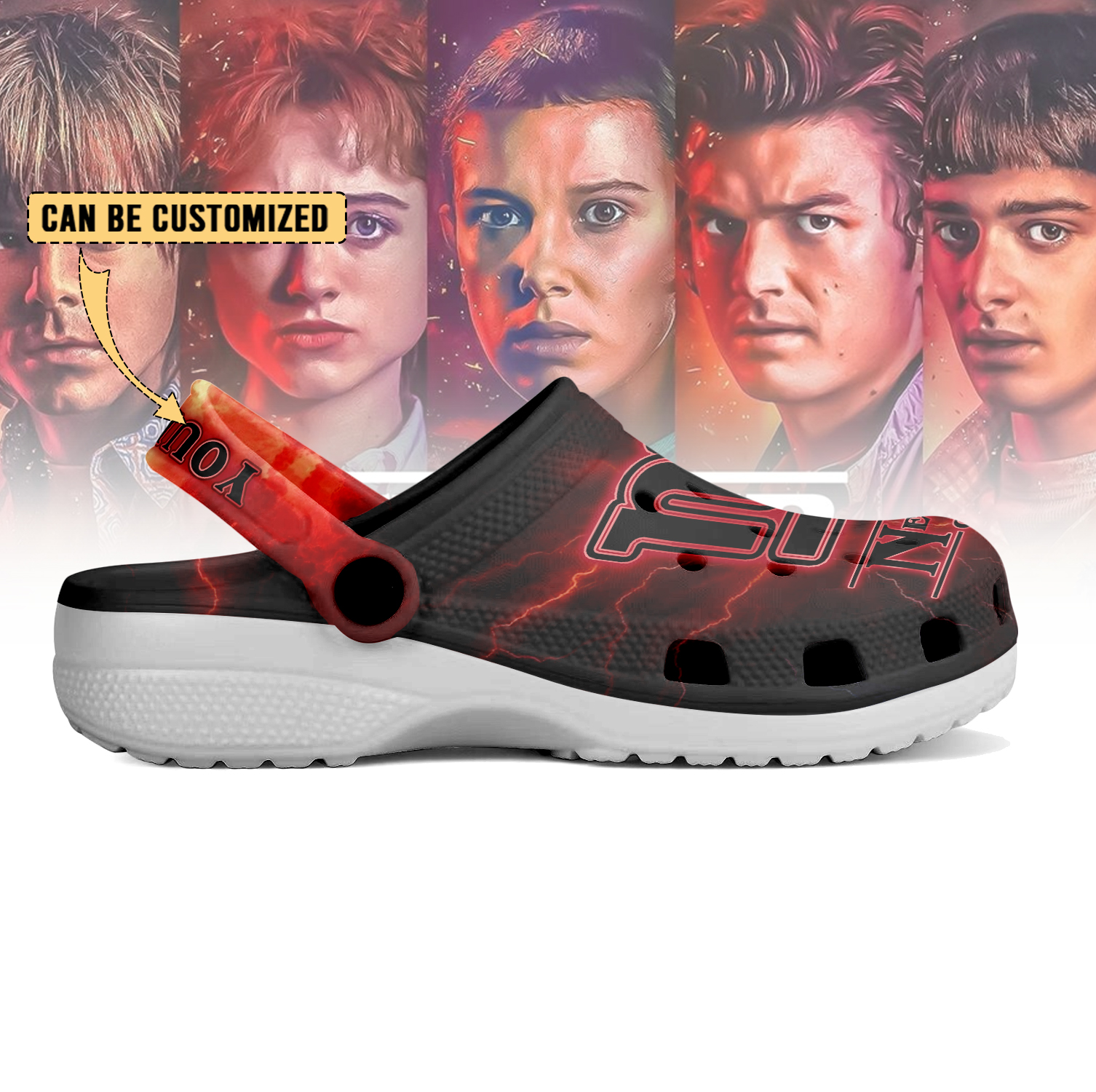 Merchidea New York Giants x Stranger Things Crocs Crocband Clogs Shoes Comfortable For Men Women and Kids