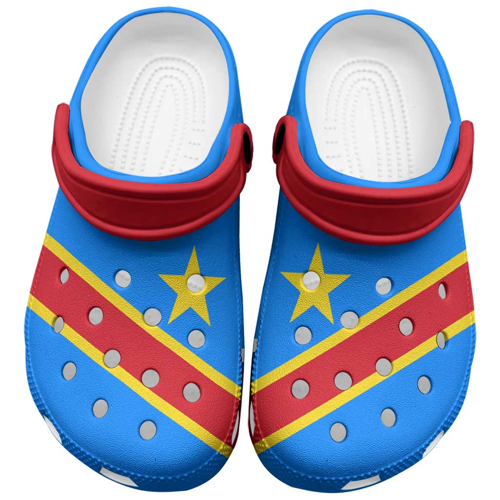 Merchidea African Proud Democratic Republic of the Congo Flag Crocs Crocband Clogs Shoes Comfortable For Men Women and Kids
