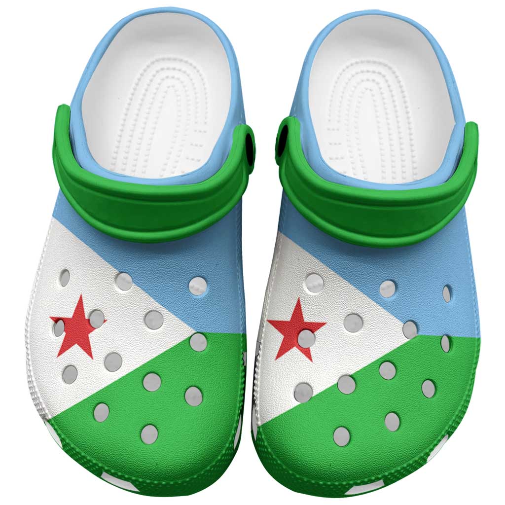 Merchidea African Proud Djibouti Flag Crocs Crocband Clogs Shoes Comfortable For Men Women and Kids