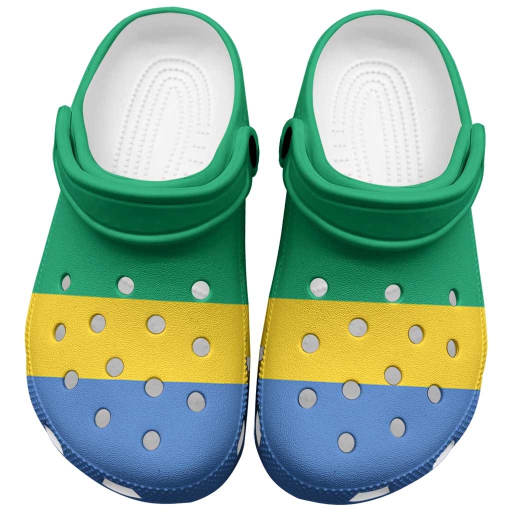 Merchidea African Proud Gabon Flag Crocs Crocband Clogs Shoes Comfortable For Men Women and Kids