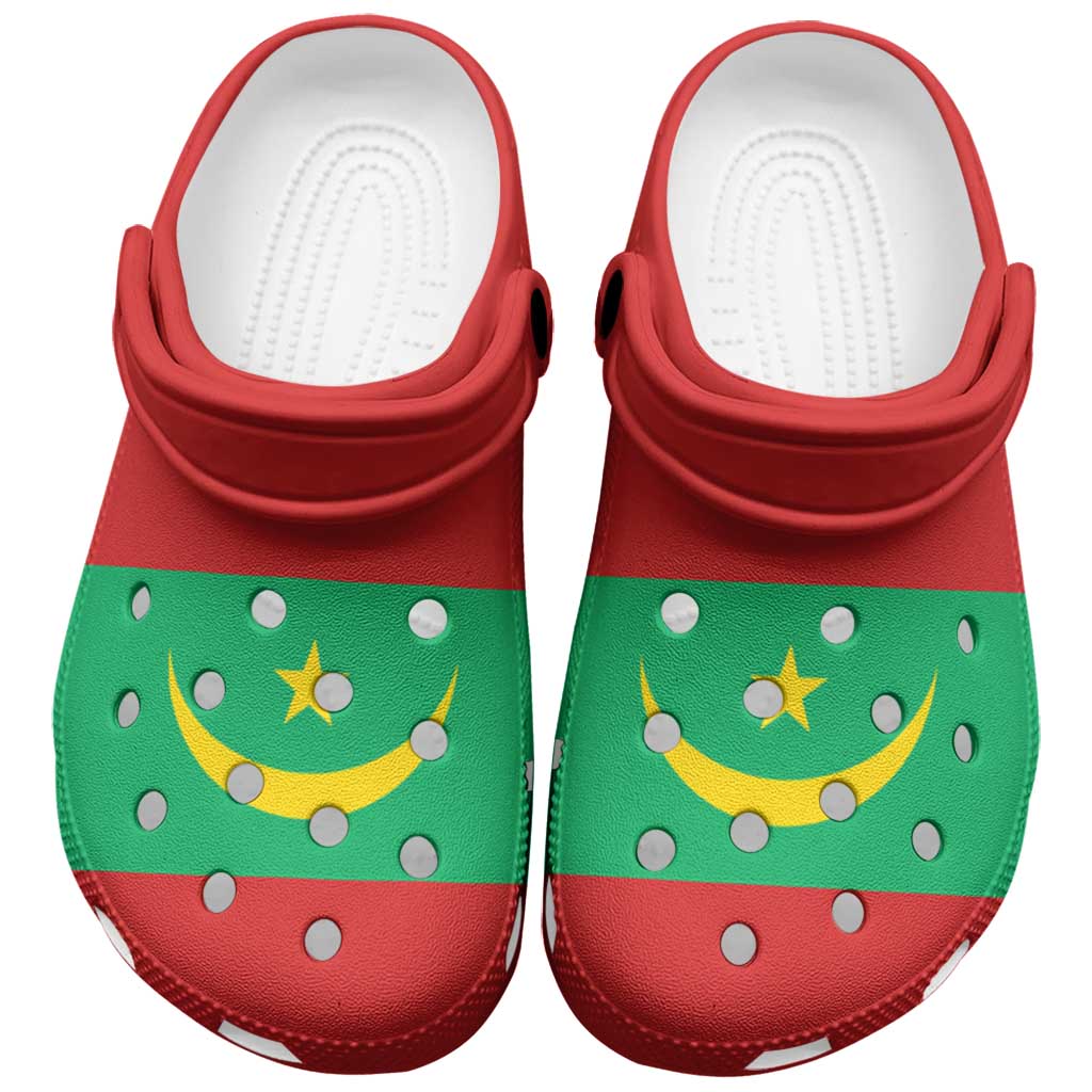 Merchidea African Proud Mauritania Flag Crocs Crocband Clogs Shoes Comfortable For Men Women and Kids