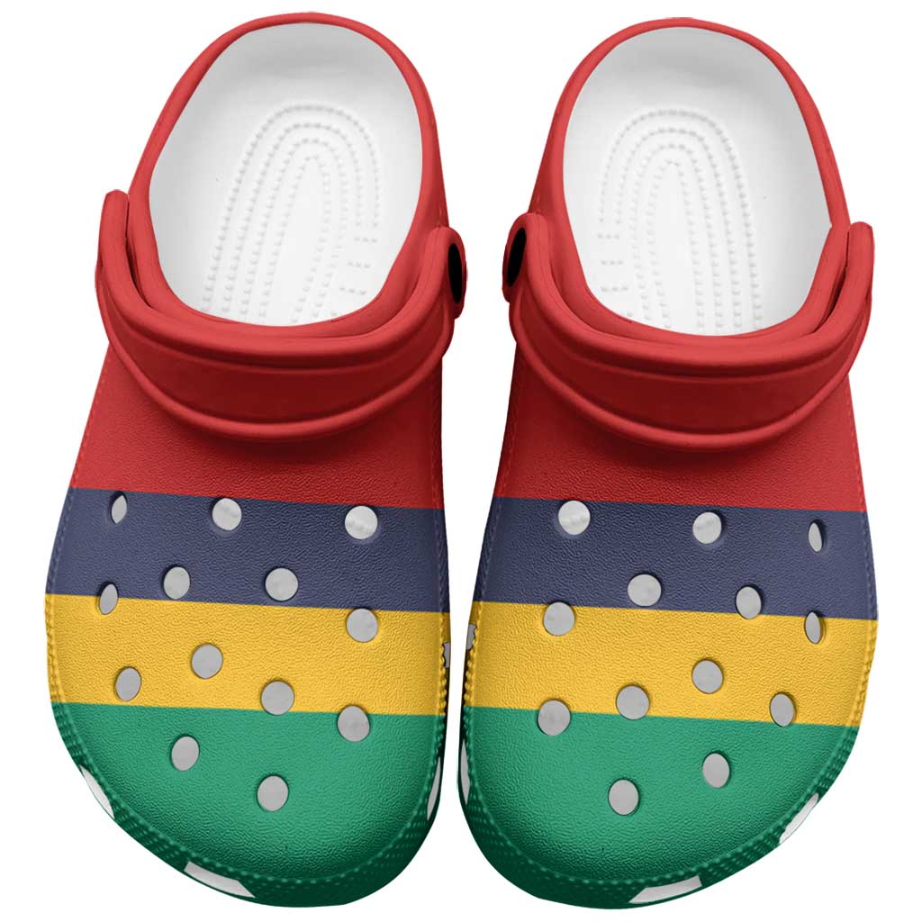 Merchidea African Proud Mauritius Flag Crocs Crocband Clogs Shoes Comfortable For Men Women and Kids