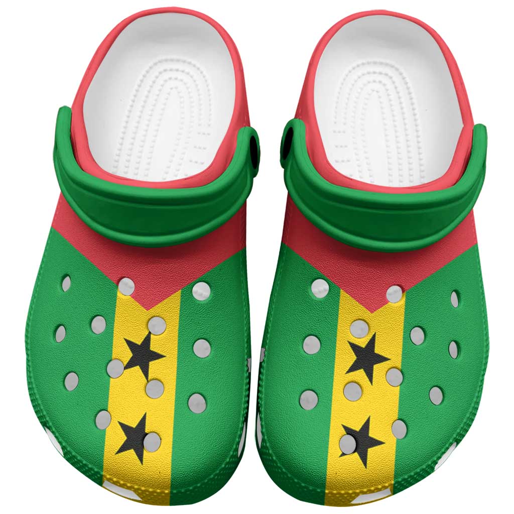 Merchidea African Proud Sao Tome and Principe Flag Crocs Crocband Clogs Shoes Comfortable For Men Women and Kids