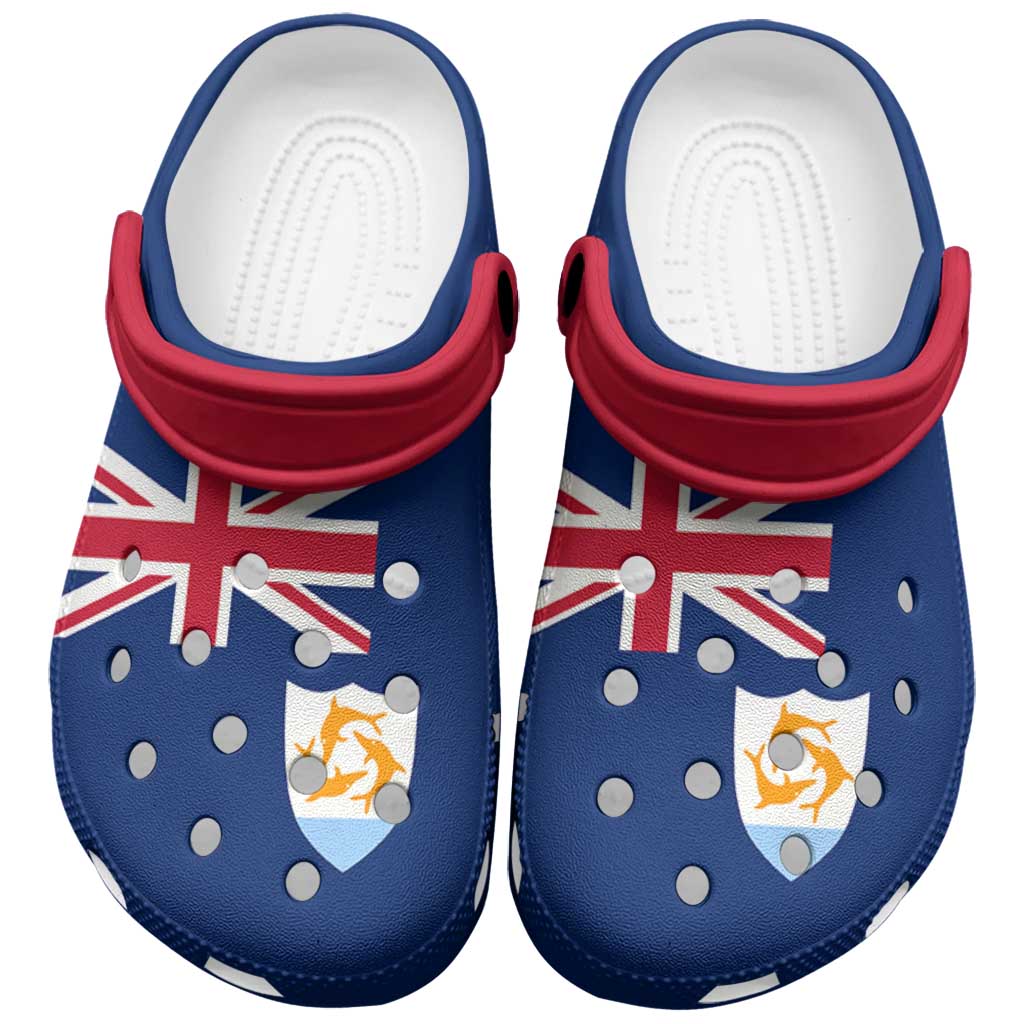 Merchidea Anguilla Flag Crocs Crocband Clogs Shoes Comfortable For Men Women and Kids