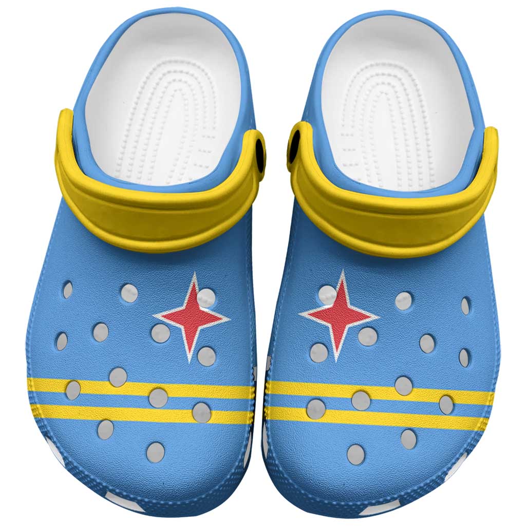 Merchidea Aruba Flag Crocs Crocband Clogs Shoes Comfortable For Men Women and Kids