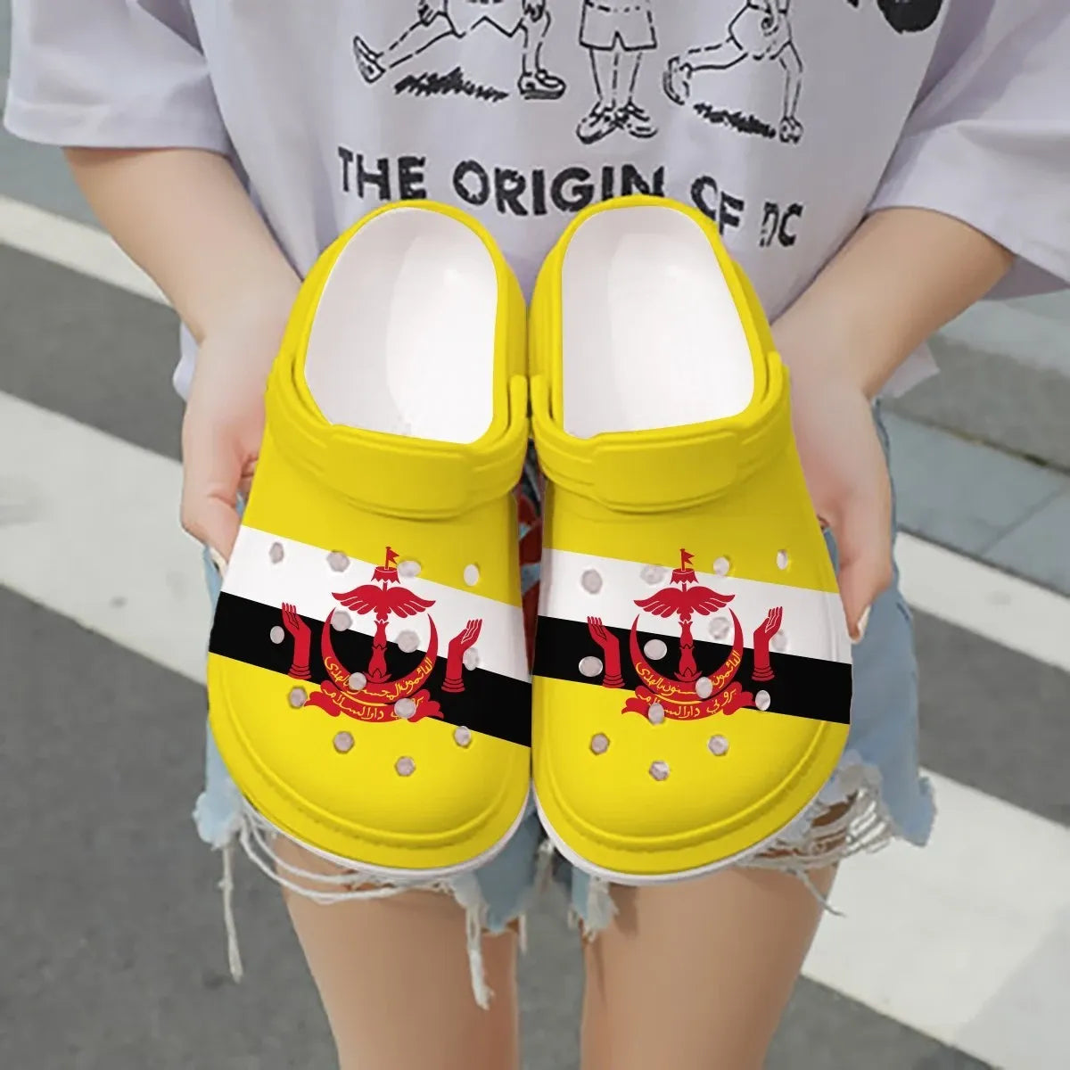 Merchidea Brunei Flag Crocs Crocband Clogs Shoes Comfortable For Men Women and Kids