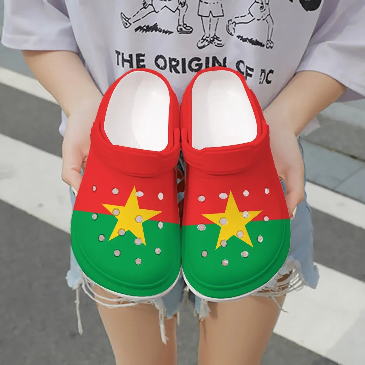 Merchidea Burkina Faso Flag Crocs Crocband Clogs Shoes Comfortable For Men Women and Kids