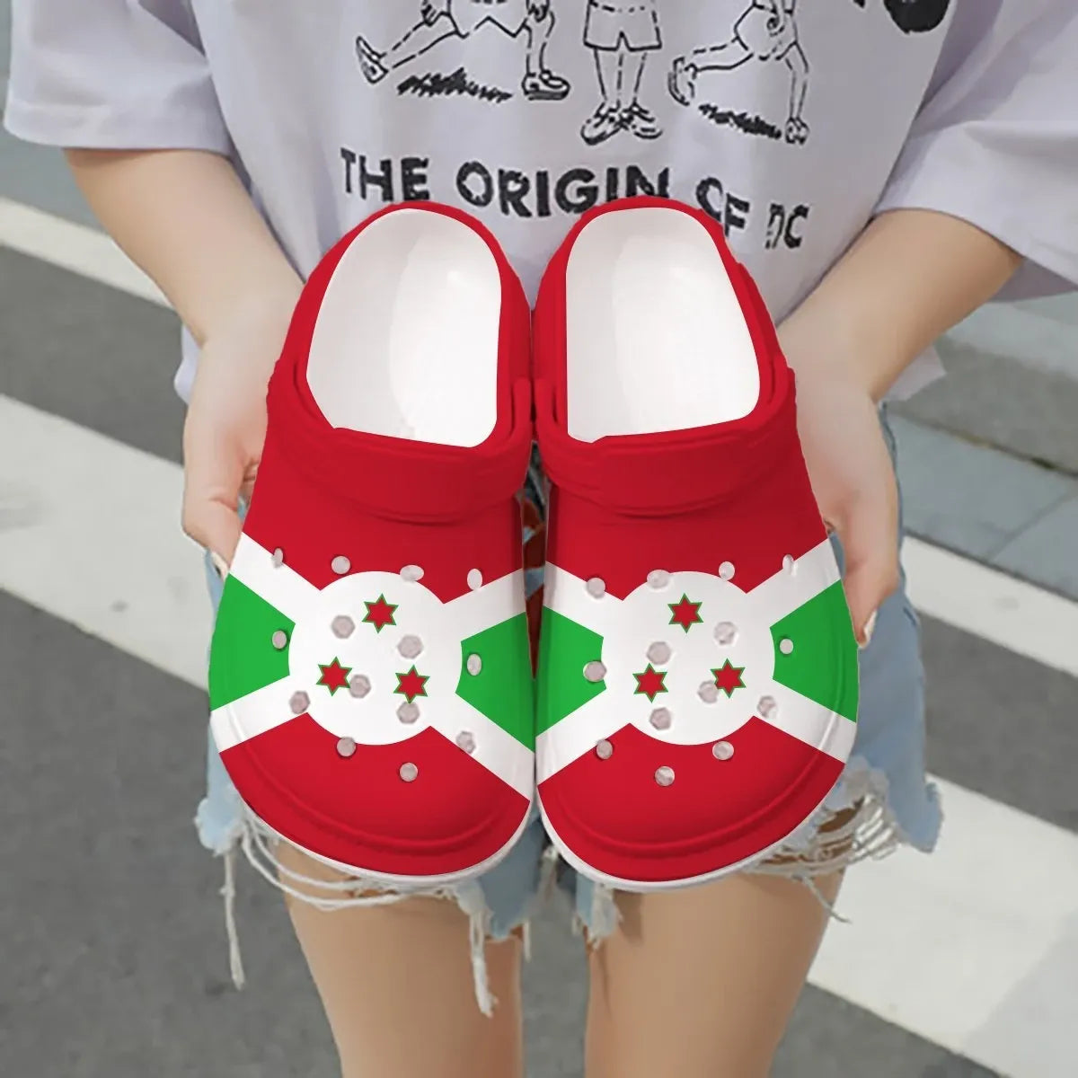 Merchidea Burundi Flag Crocs Crocband Clogs Shoes Comfortable For Men Women and Kids