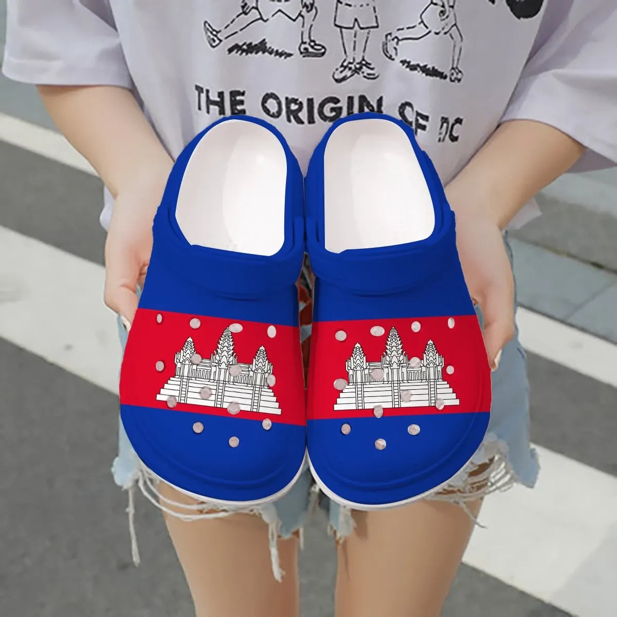 Merchidea Cambodia Flag Crocs Crocband Clogs Shoes Comfortable For Men Women and Kids